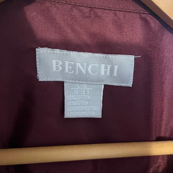 MEN - BENCHI -  button down shirt - burgundy color - size large - Picture 4 of 6
